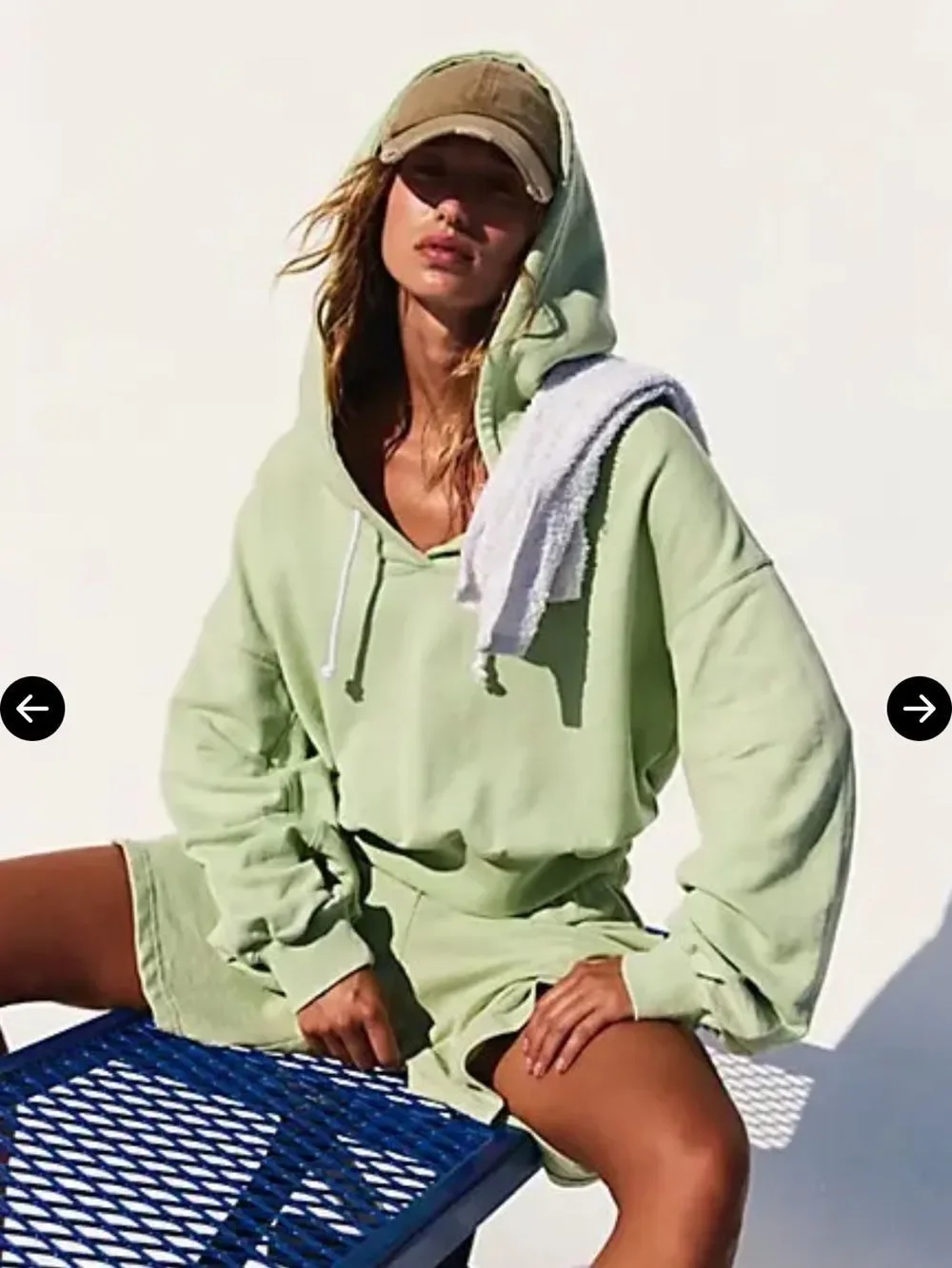 Free People Playbook Off-White Sweatshirt “Cream/Tofu” Baggie Semi-Crop Hoodie
